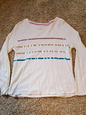 Boden White Tee with Pink Logo Accent